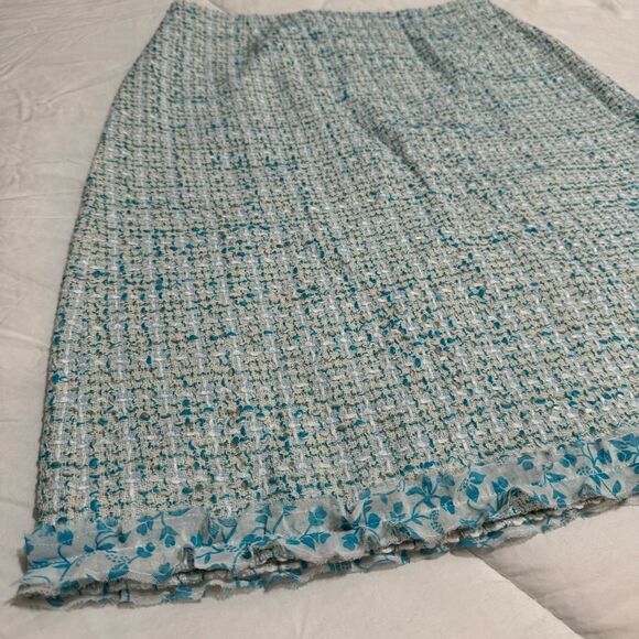 Grace Dane Lewis Blue Twill Ruffle Fairy Pencil Skirt 8 - Picture 2 of 5